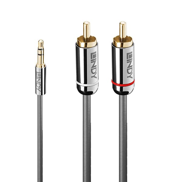 LINDY 35336 5m 3,5mm til phono lydkabel, Cromo Line, antracit