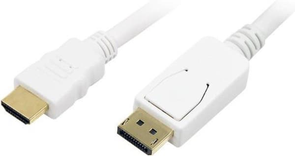 LogiLink DisplayPort 1.1 til HDMI 1.3 kabel (Full HD 1080p) / hvid - 2 meter