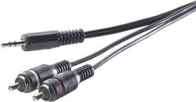 SpeaKa Professional RCA / jack-lydforbindelseskabel [2x RCA-stik - 1x jackstik 3,5 mm] 3 m sort (SP-7870368)