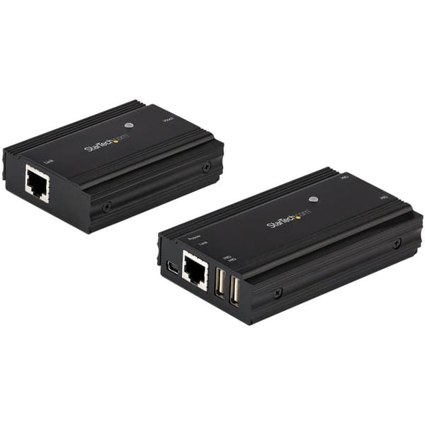 StarTech.com 4 Port USB 2.0 Extender Hub via enkelt CAT5e/CAT6 Ethernet-kabel (RJ45) - 100 m - USB Extender Hub Adapter Kit - Metalhus - Ekstern strøm