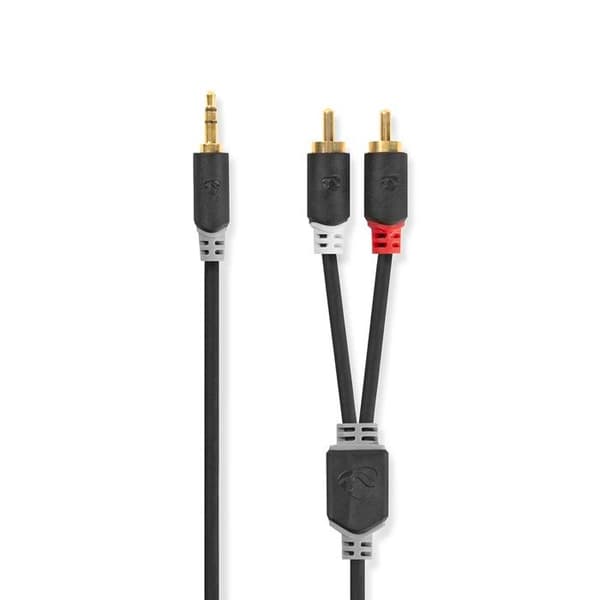 Stereo ljudkabel | 3,5 mm hane - 2x RCA hane | 5,0m | Antracit ALPEXE-733