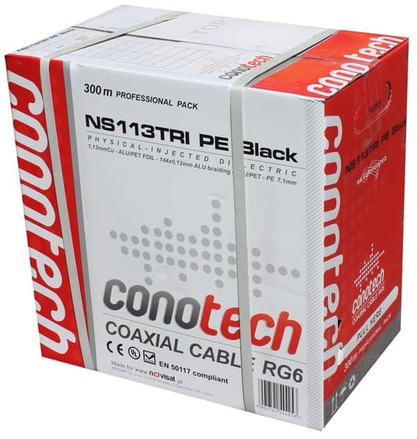 Conotech NS-113 Trishield PE sort kabel i metermål