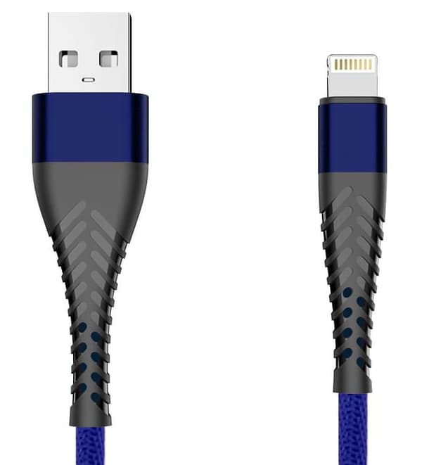 Spindelflätad Lightning-kabel (3m, blå)