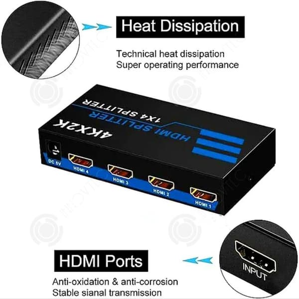 INN Splitter HDMI En minut fyra 4K högupplöst videoutrustning på samma skärm Anslutningar Kabel Audio Video Anslutningar