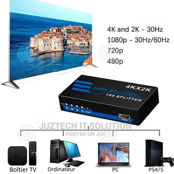 INN Splitter HDMI En minut fyra 4K högupplöst videoutrustning på samma skärm Anslutningar Kabel Audio Video Anslutningar