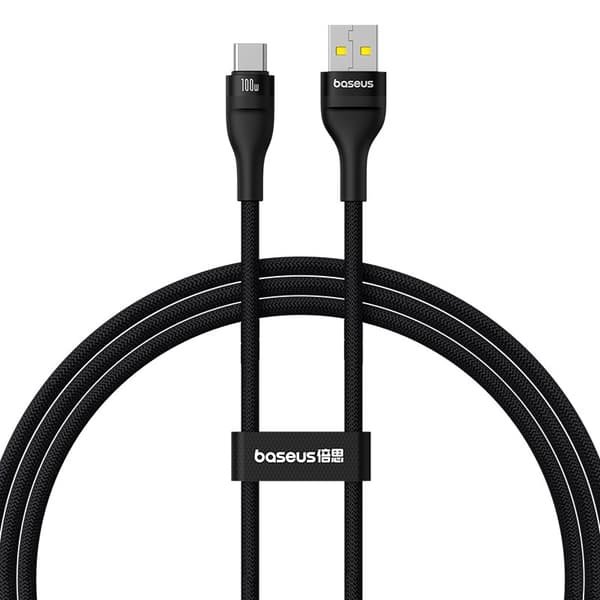 Baseus Flash 2 USB A til USB C hurtigopladerkabel 1 m 100 W Sort