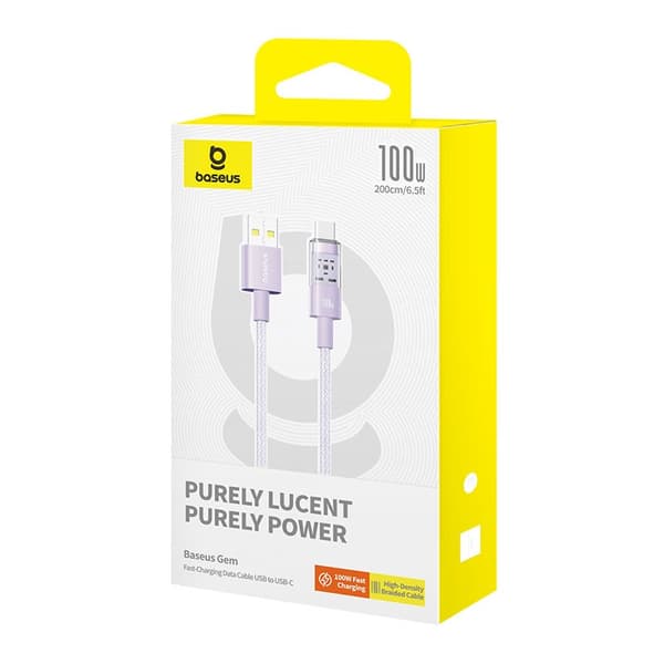 Baseus Gem USB A till USB C snabbladdningskabel 2 m 100 W Lila