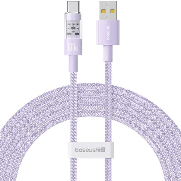 Baseus Gem USB A till USB C snabbladdningskabel 2 m 100 W Lila