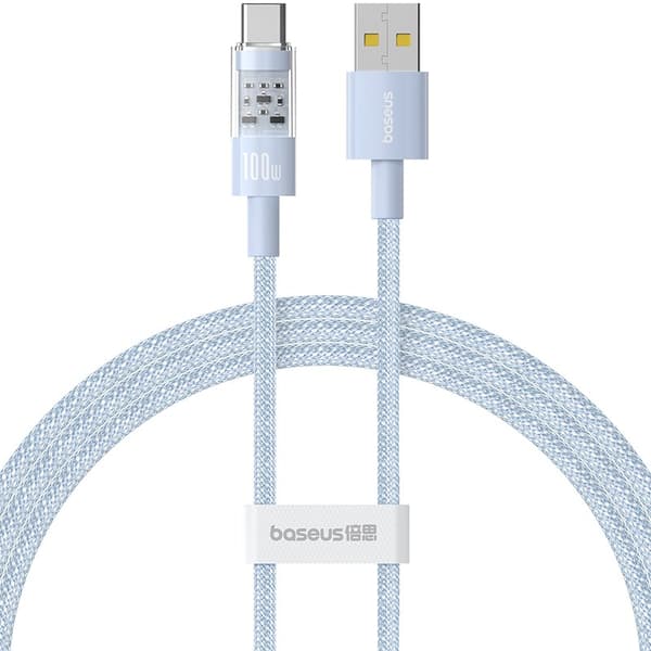 Baseus Gem USB A til USB C hurtigopladerkabel 1 m 100 W Blå