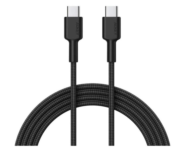 AUKEY KABEL USB-C 2.0, QC 18W, FLETTET, 0,9M, SORT