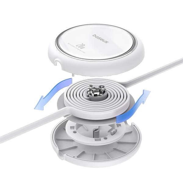 Baseus Free2Pull udvideligt USB C til iP Lightning hurtigopladerkabel 1 m 20 W Hvid