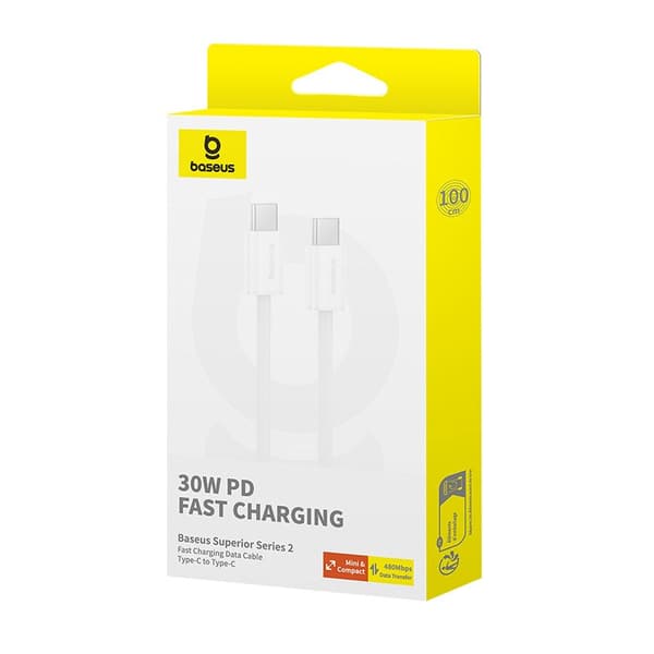 Baseus Superior USB C til USB C datakabel 1 m 30 W Hvid
