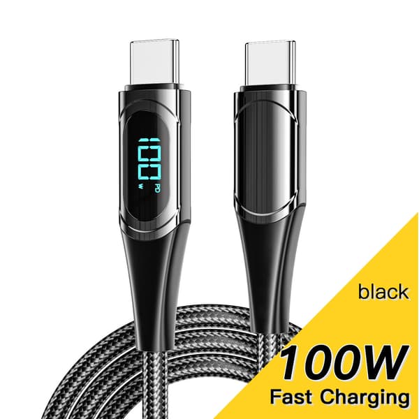 INF Svart 4-i-1 USB-ladekabel for flere enheter