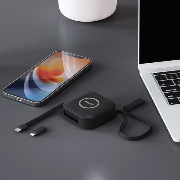 INF 60W PD Hurtigopladning 6-i-1 Optrækkeligt Multi USB-kabel Sort