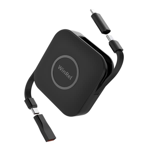 INF 60W PD Hurtigopladning 6-i-1 Optrækkeligt Multi USB-kabel Sort