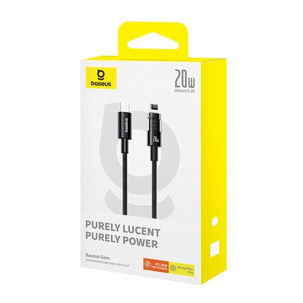 Baseus Gem USB-C till iP snabbladdningskabel 1 m 20 W Svart