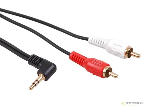 Maclean 3,5 mm mini-jack vinkelkabel, 2RCA, 3 m, sort, MCTV-825