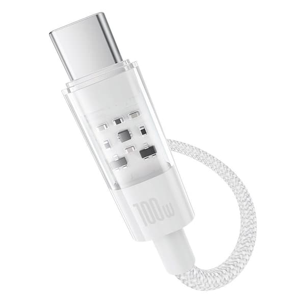 Baseus Gem USB A til USB C hurtigopladerkabel 2 m 100 W Hvid