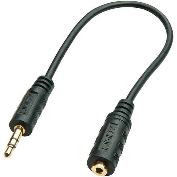 Premiumljudkabel 3,5 mm hanuttag till 2,5 mm honjack, 20 cm