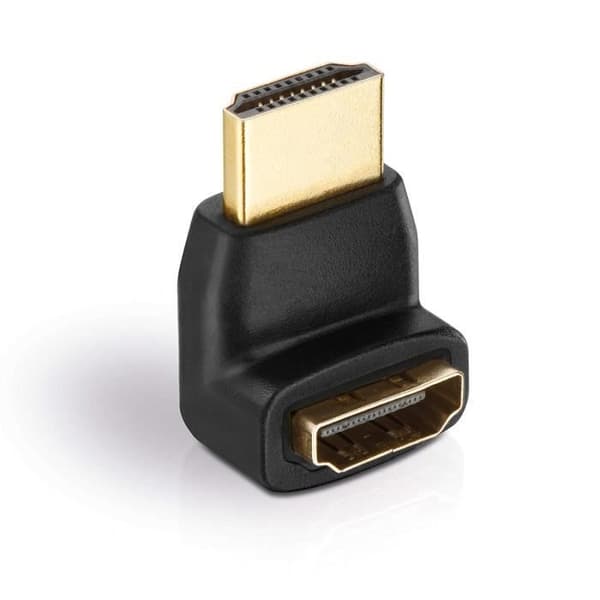 HDSupply HA070 HDMI-adapter - HDMI 90° (HDMI A hane (19-pol) till HDMI A hona (19-pol), vinklad 90 °), Svart - X-HA070