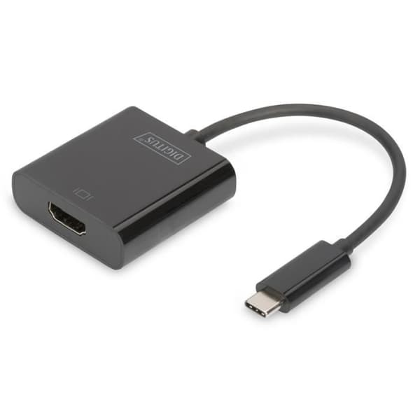 Digitus DA-70852, 0,15 m, USB C, HDMI typ A (standard), hane, hona, rak Svart