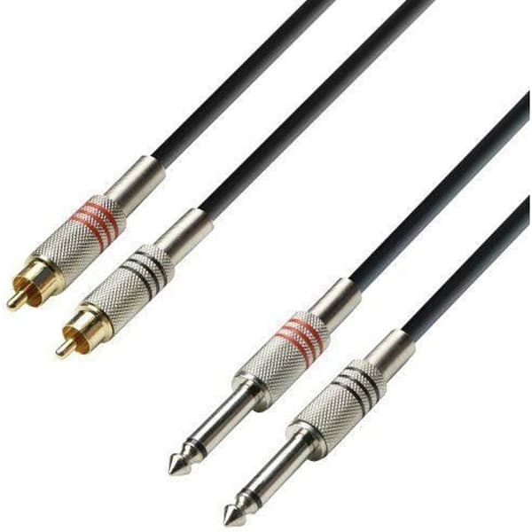 Adam Hall-kablar K3TPC0600 Ljudkabel 2 x RCA hane till 2 x 6,3 mm jack mono, längd 6 m