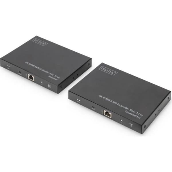 Digitus 4K HDMI KVM Extender Set - 70 m - Sender och Empfänger - 70 m - Cat6 -Cat.7 Rohkabel - Cat8 - Schwarz -
