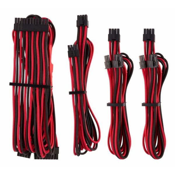 Corsair Röd-Svart Individuellt mantlad Typ 4 Gen 4 Strömförsörjningskabel Starter Kit - CP-8920219