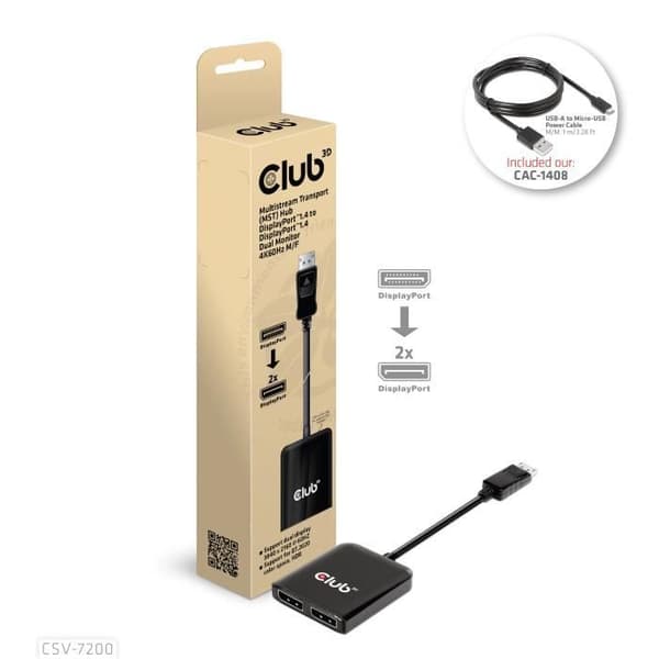 DisplayPort 2x DisplayPort Video Splitter - CLUB 3D CSV-7200