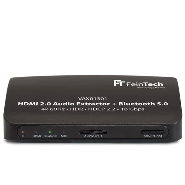 Feintech - VAX01301 - HDMI Audio Extractor Adapter Converter Splitter 5.1 med Bluetooth-sändare 4K 60Hz ARC