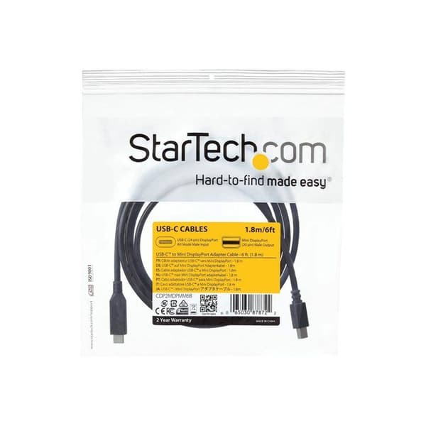 USB-C till Mini DisplayPort-adapterkabel - STARTECH - 1,8 m - 4K 60 Hz - Svart - Plug and Play