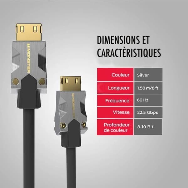 Ljud-/videoanslutningar Monsterkabel HDMI-KABEL M1000 UHD 4K HDR 22,5GBPS 1,5M