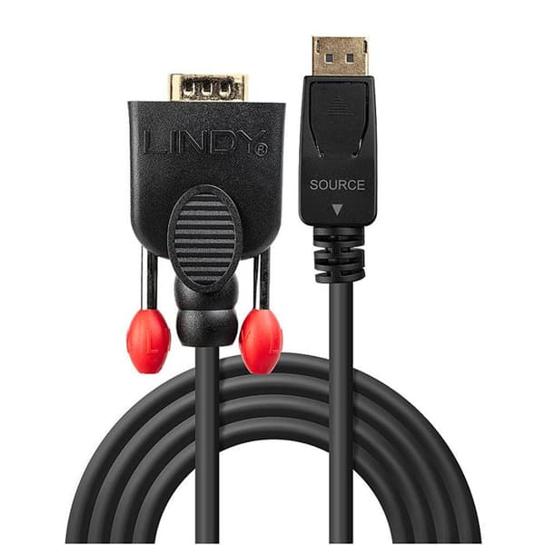 DisplayPort till VGA-konverteringskabel - LINDY - 1m - Aktiv - Upplösning upp till 1920x1200 - Svart