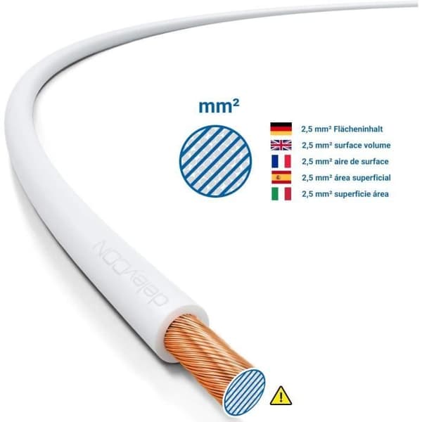 Högtalarkabel - deleyCON - 100m - 2x 2,5mm² - Aluminium CCA - Flexibel och lätt att installera