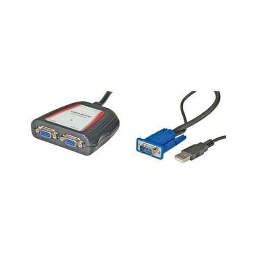 VÄRDE 14.99.3523 Svart kabel - Samtidig visning på 2 skärmar - HD15 och USB A-kontakter