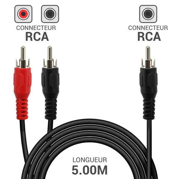 RCA Audio Stereo Kabel RCA hane till 2 x RCA hane 5,00m