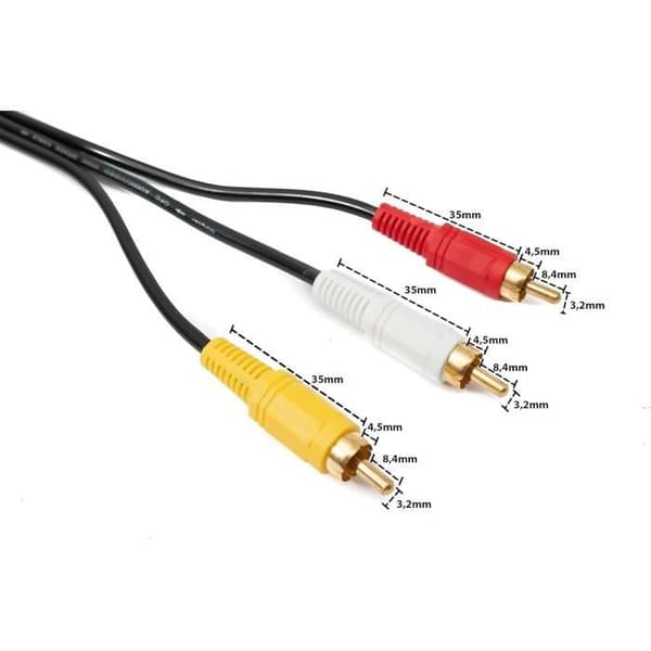 System-S Kabel RCA 3 RCA 20 m han till han stereo och svart AV-kompositadapter
