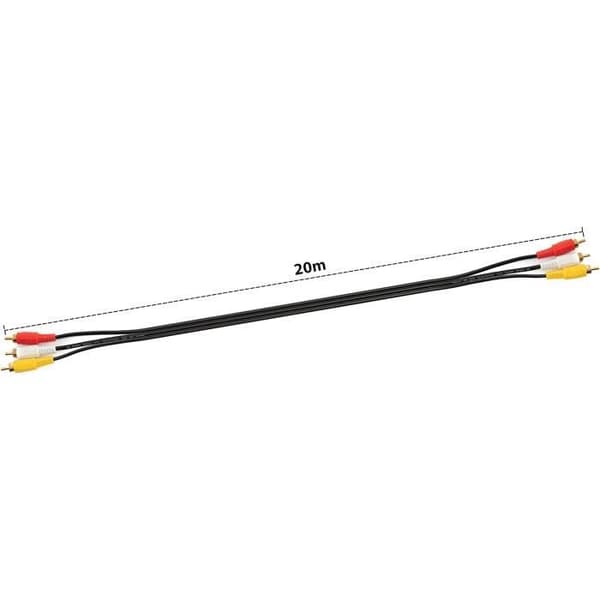 System-S Kabel RCA 3 RCA 20 m han till han stereo och svart AV-kompositadapter