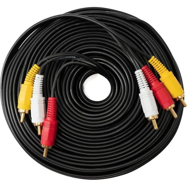System-S Kabel RCA 3 RCA 20 m han till han stereo och svart AV-kompositadapter