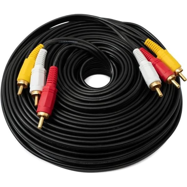 System-S Kabel RCA 3 RCA 20 m han till han stereo och svart AV-kompositadapter