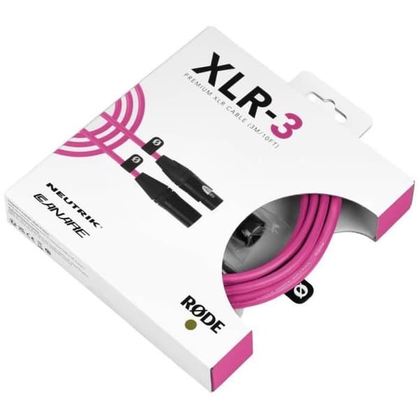 RODE XLR3M-P 3m XLR anslutningskabel - Rosa - Lämplig för scen och studio