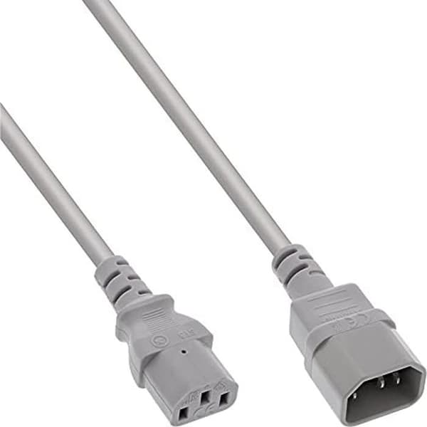 Elledragningskabel - INLINE - 16501A - PVC-kabel 1m - Kontakter C13/C14 - Ideal för apparater med låg värme