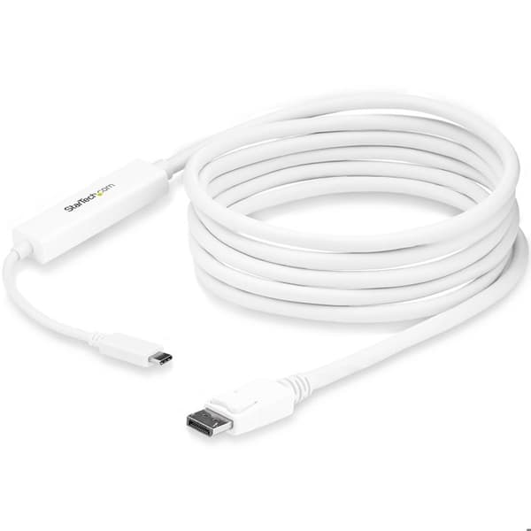 USB-C till DisplayPort adapterkabel - STARTECH - 3 m - 4K 60 Hz - Vit - Thunderbolt 3