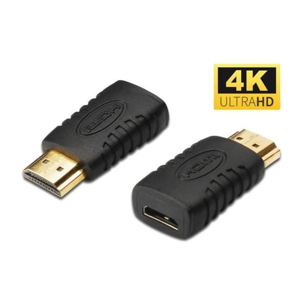 HDMI 19 - HDMI 19C M-F ADAPTER HDMI MAN-HDMI MINI KVINNA. GULDPLÄTERAD