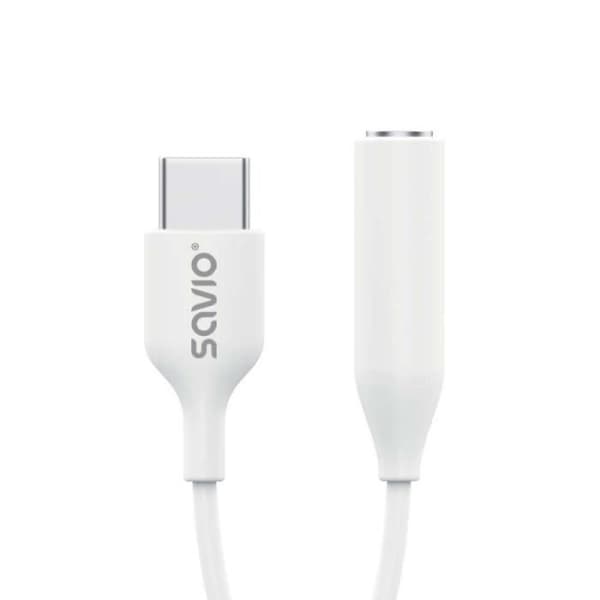 SAVIO ljudadapter - USB Typ 3.1 C (M) - Jack 3,5 mm (F) - Vit - AK-52