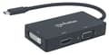 Miniatyrbild 3 av 6: Manhattan USB-C dockningsstation/hubb, Portar (x3): DVI-I, HDMI och VGA-portar, Obs: Endast en port kan användas åt gången, Extern strömförsörjning be