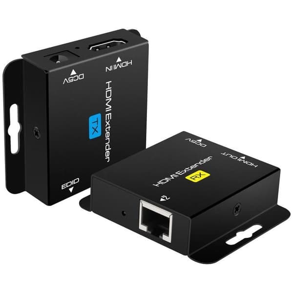 KUYiA HDMI-förlängare 60 m med POC 1080P 60 Hz 3D HDMI-repeater HDMI RJ45 till HDMI via UTP Cat5e/6/7/8 kabel OFC med adapter