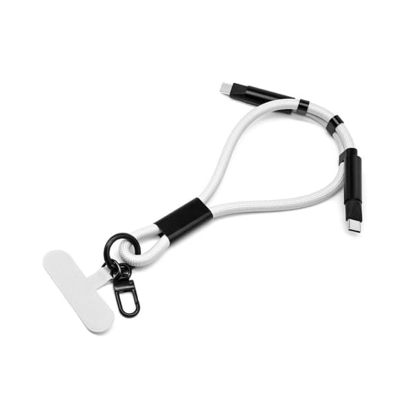 INF Justerbart Lanyard Opladerkabel - Bærbar Data Synkronisering Hvid