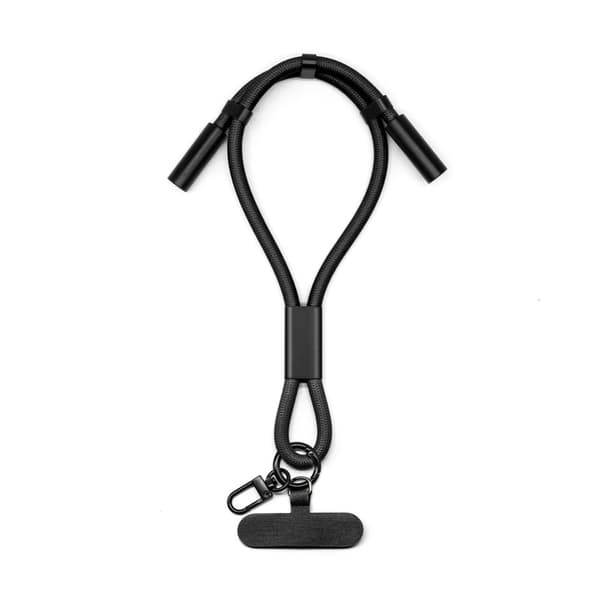 INF Justerbart Lanyard Opladerkabel - Bærbar Data Synkronisering Sort