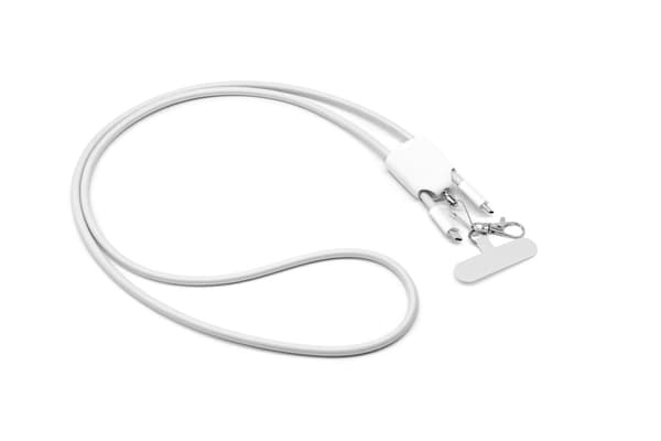 INF 4-in-1 Nopea Lataus Lanyard Datakaapeli Valkoinen